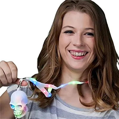 BLINKEE LIGHT UP LANYARD FLASHING SKELETON SKULL CHARM NECKLACE