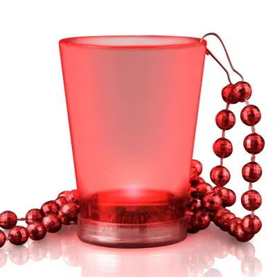 BLINKEE LIGHT UP RED SHOT GLASS ON RED BEADED NECKLACES