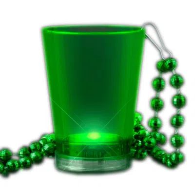 BLINKEE LIGHT UP SHOT GLASS ON BEADED NECKLACES, GREEN