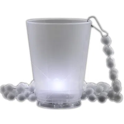 BLINKEE LIGHT UP WHITE SHOT GLASS ON WHITE BEADED NECKLACES