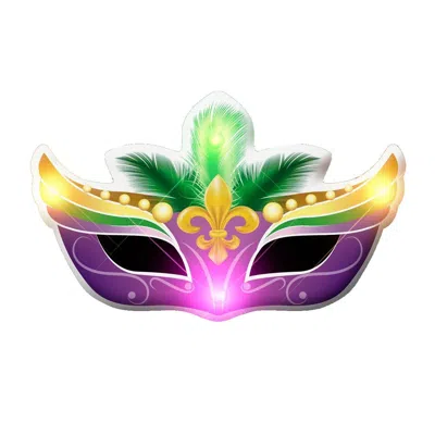 BLINKEE MARDI GRAS MASK FLASHING BODY LIGHT LAPEL PINS