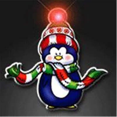 BLINKEE PENGUIN WITH SCARF FLASHING BODY LIGHT LAPEL PINS