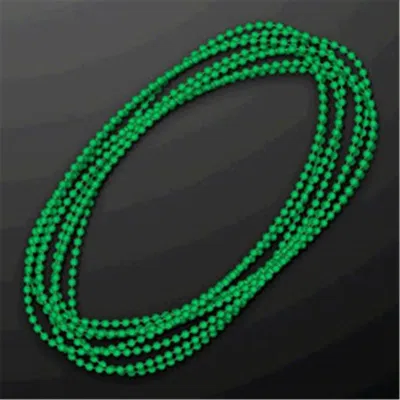 BLINKEE SMOOTH ROUND OPAQUE BEAD MARDI GRAS NECKLACE, GREEN - PACK OF 12