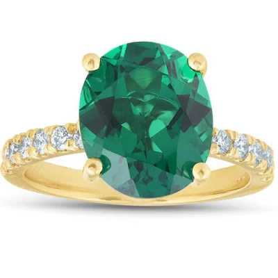 BLISS DIAMOND BLISS DIAMOND EMERALD & DIAMOND 3/8 CT RING 14K GOLD LAB GROWN