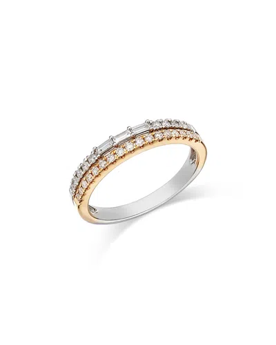 BLOOMINGDALE'S DIAMOND ROUND & BAGUETTE DOUBLE BAND IN 14K WHITE & YELLOW GOLD, 0.38 TCW