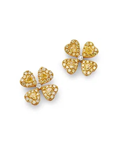 BLOOMINGDALE'S WHITE & YELLOW DIAMOND FLOWER STUD EARRINGS IN 14K WHITE & YELLOW GOLD, 2.27 TCW