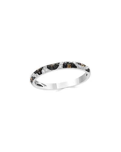 BLOOMINGDALE'S BLACK, WHITE & BROWN DIAMOND LEOPARD SPOT RING IN 14K WHITE GOLD