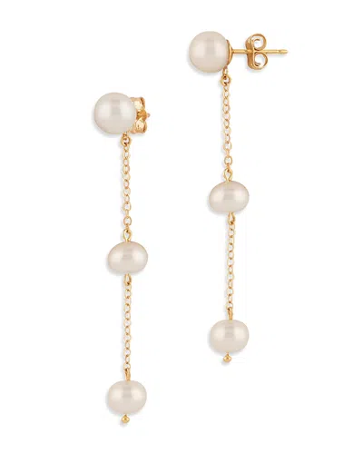 BLOOMINGDALE'S CULTURED FRESHWATER PEARL LINEAR DROP EARRINGS IN 14K YELLOW GOLD