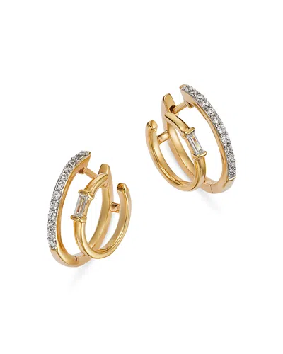 BLOOMINGDALE'S DIAMOND DOUBLE HOOP EARRINGS IN 14K YELLOW GOLD, 0.25 TCW