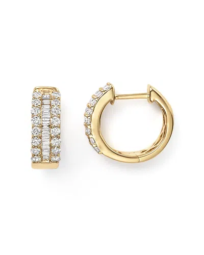 BLOOMINGDALE'S DIAMOND ROUND & BAGUETTE HOOP EARRINGS IN 14K YELLOW GOLD, 0.85 TCW