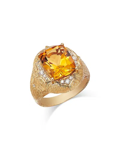 BLOOMINGDALE'S FINE COLLECTION CITRINE & DIAMOND STATEMENT RING IN 14K YELLOW GOLD