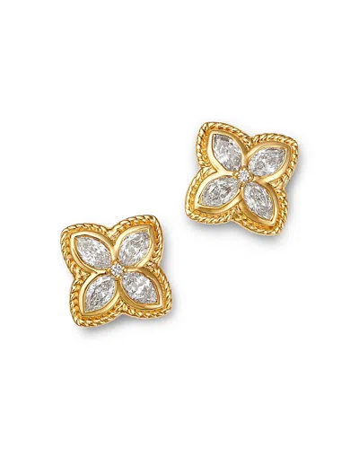 BLOOMINGDALE'S FINE COLLECTION DIAMOND MARQUIS & ROUND CLOVER STUD EARRINGS IN 14K YELLOW GOLD, 0.5 TCW
