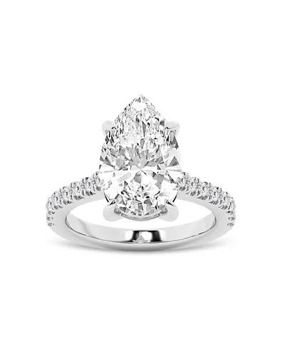 BLOOMINGDALE'S FINE COLLECTION LAB GROWN PEAR & ROUND CUT DIAMOND ENGAGEMENT RING IN 18K WHITE GOLD, 4.3 TCW