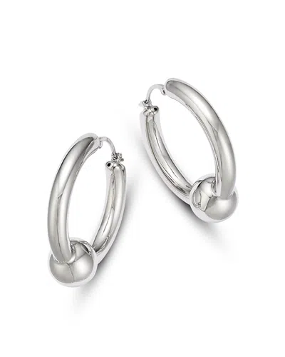 BLOOMINGDALE'S FINE COLLECTION BLOOMINGDALE'S FINE COLLECTION LARGE TUBE BALL HOOP EARRINGS IN STERLING SILVER