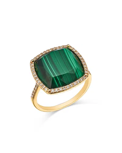 BLOOMINGDALE'S FINE COLLECTION MALACHITE & DIAMOND HALO RING IN 14K YELLOW GOLD