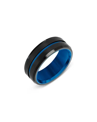 BLOOMINGDALE'S FINE COLLECTION MEN'S BLUE & BLACK ION PLATED BAND IN TUNGSTEN