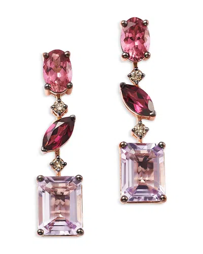 BLOOMINGDALE'S FINE COLLECTION MULTI SEMI-PRECIOUS GEMSTONE & DIAMOND DROP EARRINGS IN 14K ROSE GOLD