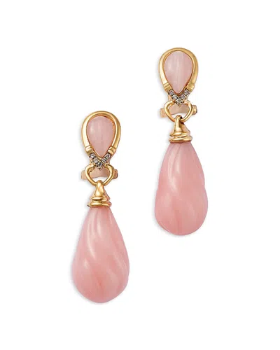 BLOOMINGDALE'S FINE COLLECTION PINK OPAL & DIAMOND DROP EARRINGS IN 14K YELLOW GOLD
