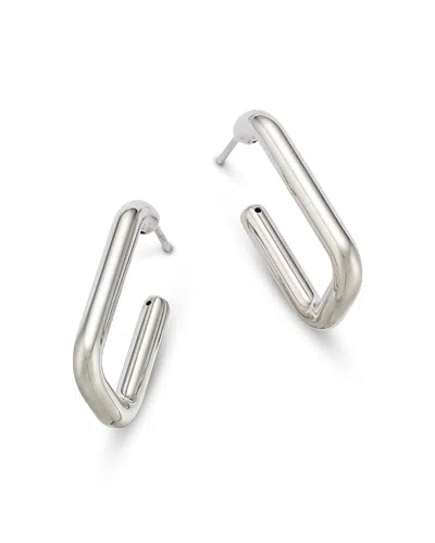 BLOOMINGDALE'S FINE COLLECTION BLOOMINGDALE'S FINE COLLECTION POLISHED RECTANGLE J HOOP EARRINGS IN STERLING SILVER