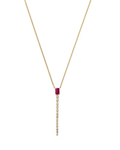 BLOOMINGDALE'S FINE COLLECTION RUBY & DIAMOND LARIAT NECKLACE IN 14K YELLOW GOLD, 18