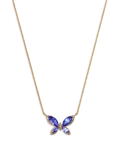 BLOOMINGDALE'S FINE COLLECTION TANZANITE & DIAMOND BUTTERFLY NECKLACE IN 14K YELLOW GOLD, 18