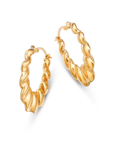BLOOMINGDALE'S FINE COLLECTION WAVY STYLE MEDIUM HOOP EARRINGS IN 14K YELLOW GOLD