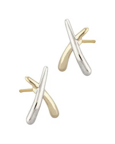 BLOOMINGDALE'S SMALL CROSSOVER STUD EARRINGS IN 14K WHITE & YELLOW GOLD