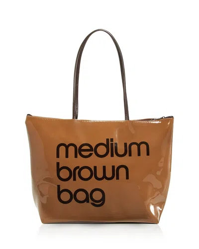 BLOOMINGDALE'S ZIP TOP MEDIUM BROWN BAG - EXCLUSIVE