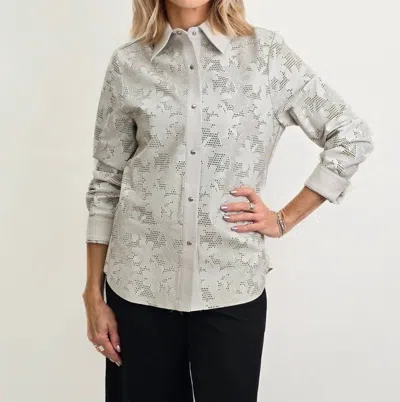 BLU ICE PERFORATED SHIRT JACKET IN IVORY