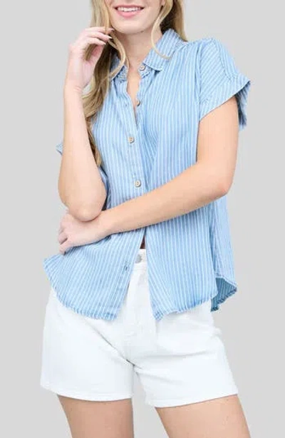BLU PEPPER BLU PEPPER CHAMBRAY BUTTON FRONT TOP