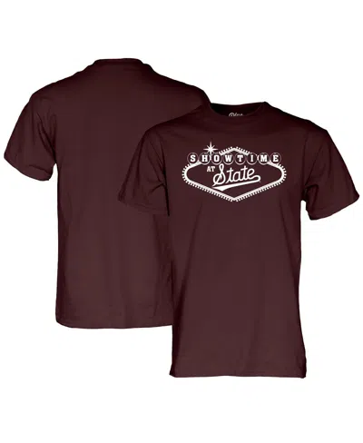 BLUE 84 MEN'S AND WOMEN'S MAROON MISSISSIPPI STATE BULLDOGS SHOWTIME AT STATE T-SHIRT