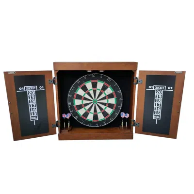 BLUE WAVE FARMINGTON DARTBOARD & CABINET SET WALNUT