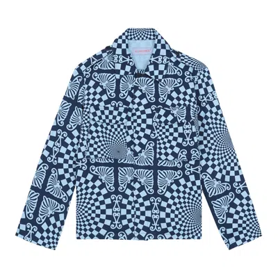 BLUEMARBLE BLUEMARBLE FOLK CHECKERBOARD PRINT OVERSHIRT 'BLUE'