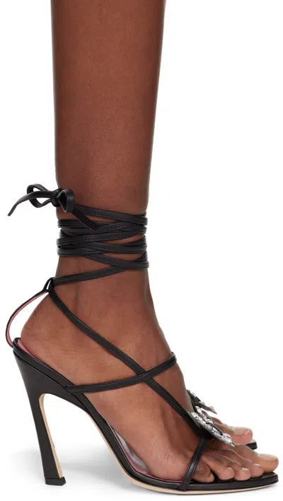 BLUMARINE BLACK BUTTERFLY '105 HEELED SANDALS