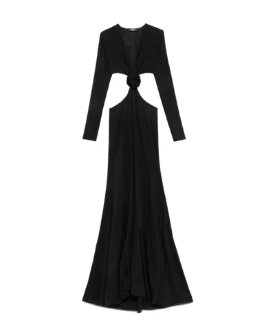 BLUMARINE BLUMARINE ROSE DETAILED CUT-OUT LONG DRESS