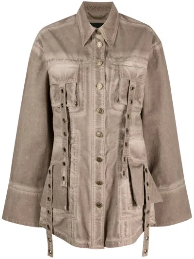 BLUMARINE EYELET-EMBELLISHED DENIM JACKET