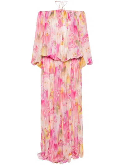 BLUMARINE FLORAL-PRINT GEORGETTE MAXI DRESS