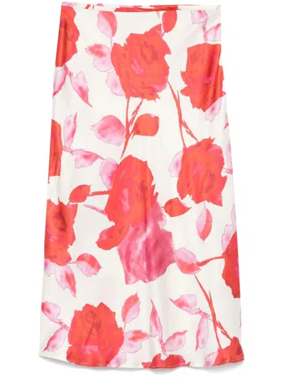BLUMARINE FLORAL-PRINT MIDI SKIRT