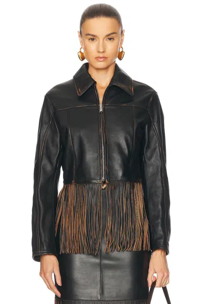 BLUMARINE FRINGE LEATHER JACKET