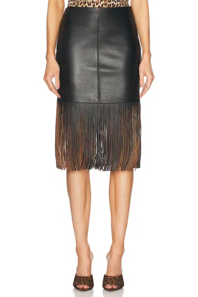 BLUMARINE FRINGE LEATHER SKIRT