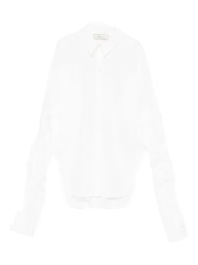 BLUMARINE GATHERED-SLEEVE BUTTON-DOWN SHIRT