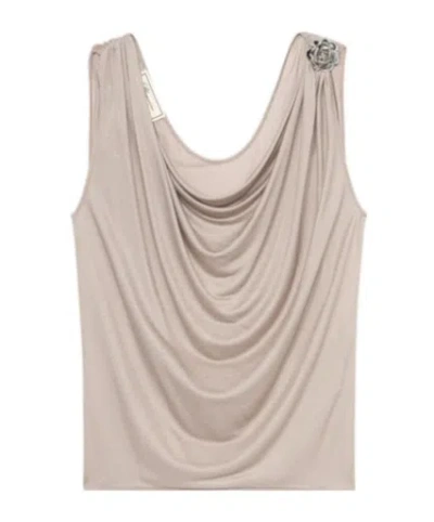 BLUMARINE JERSEY TOP WITH METAL ROSE DECORATION