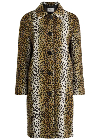 BLUMARINE BLUMARINE LEOPARD-JACQUARD COTTON-BLEND COAT