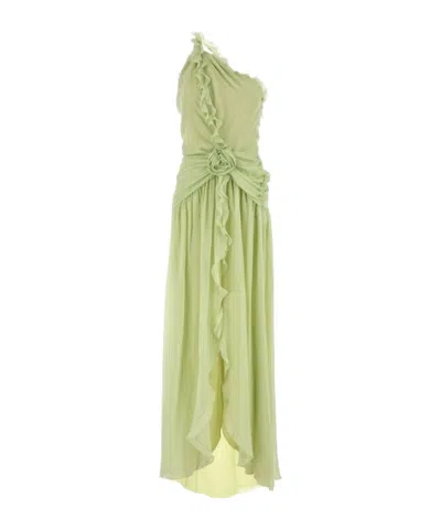 BLUMARINE BLUMARINE ONE-SHOULDER 3D ROSE RUFFLED DRESS