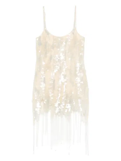 BLUMARINE SEQUINNED FRINGED MINI DRESS