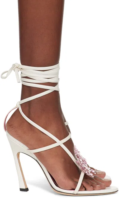 BLUMARINE SSENSE EXCLUSIVE WHITE BUTTERFLY '105 HEELED SANDALS
