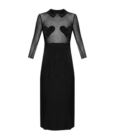 BLUMARINE BLUMARINE HEART-PATCH SATIN MIDI DRESS