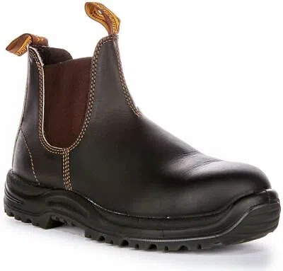 BLUNDSTONE BLUNDSTONE 192 KICK GUARD STEEL TOE PROTECTS ANKLE MENS BOOTS BROWN US 6 - 13