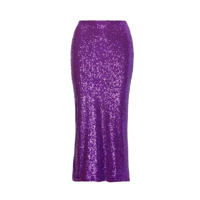 BLUZAT WOMEN'S PINK / PURPLE PURPLE SEQUIN MIDI SKIRT