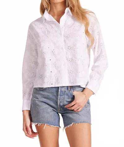 BOBI CROPPED BUTTON FRONT LONG SLEEVE TOP IN WHITE